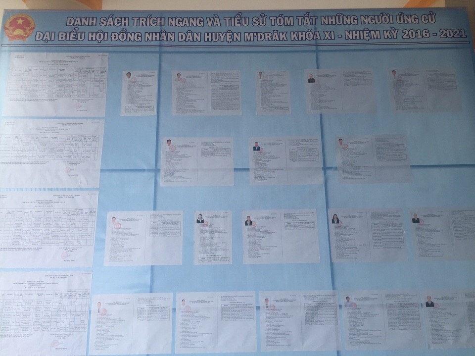 UỶ BAN BẦU CỬ HUYỆN M’DRẮK CÔNG BỐ DANH SÁCH CHÍNH THỨC  61 NGƯỜI ỨNG CỬ ĐẠI BIỂU HĐND HUYỆN KHÓA XI