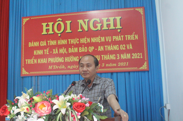 UBND huyện tổ chức hội nghị đánh giá tình hình thực hiện phát triển KT-XH, đảm bảo QP-AN tháng 02 và  triển khai nhiệm vụ trong thời gian tới