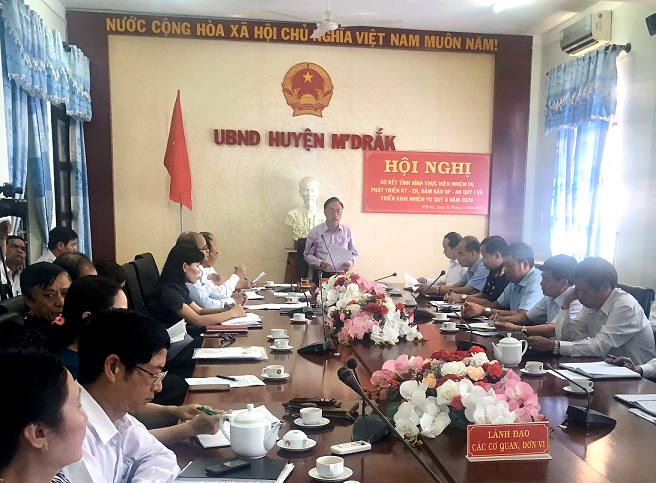 UBND huyện M'Drắk tổ chức Hội nghị trực tuyến sơ kết công tác quý I năm 2020